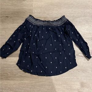 Abercrombie & Fitch Navy Off-Shoulder Top